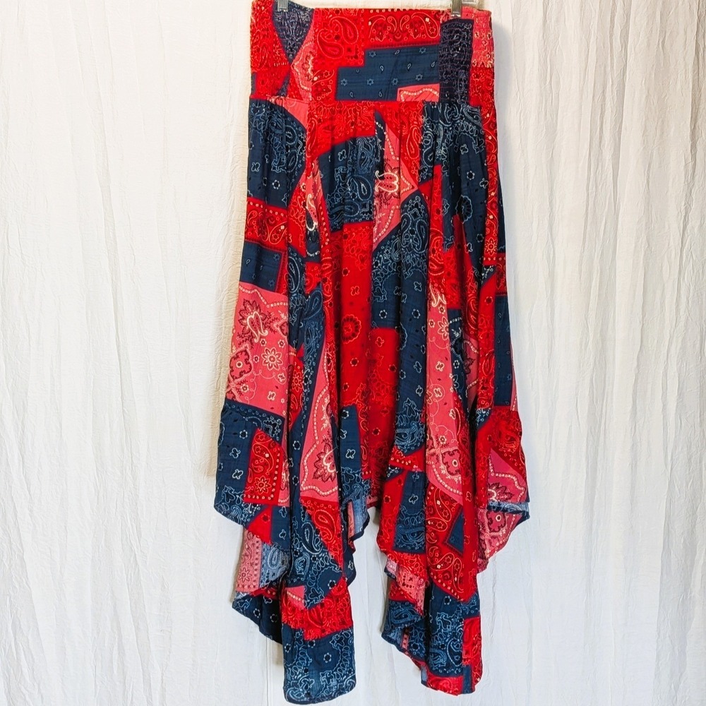 Natural Life Red White Paisley Blue Bandana Dress/Skirt NWT Large